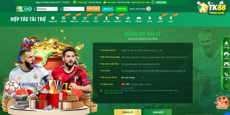 Đại lý TK88 2 Đăng ký làm đại lý tk88 cho nhà cái